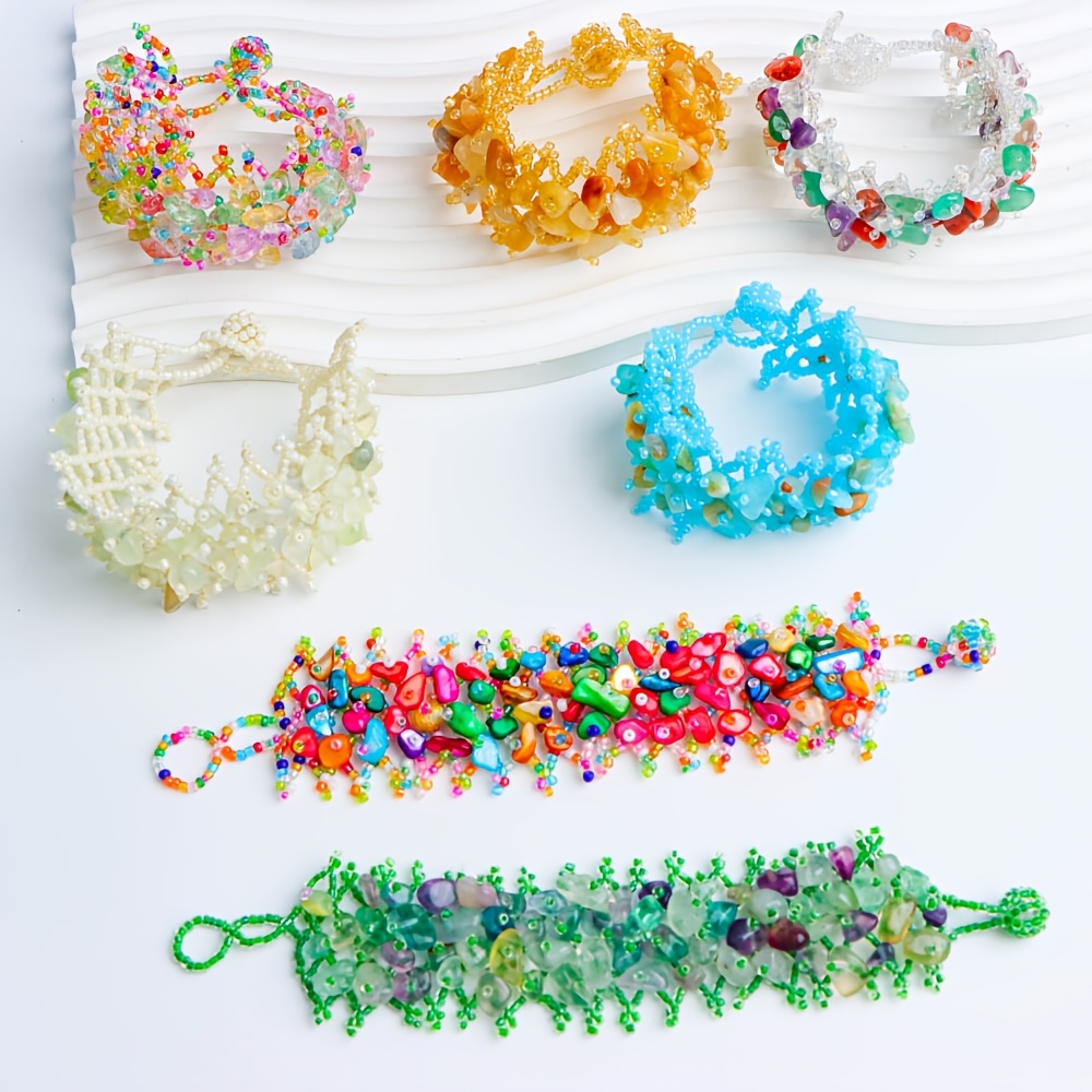 Bohemian Stone Bracelet 3pcs Pack Ethnic Style Adjustable Elastic Bead